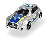 Dickie Toys - Audi RS3 – 15 cm großes Polizeiauto mit Straßensperre und Pylone, Licht & Sound, Friktionsantrieb, für Kinder ab 3 Jahre