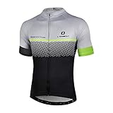 LAMEDA Kurzarm Radtrikot Herren Damen Funktionsshirt T-Shirt Jersey Elastische Atmungsaktive Schnell Trocknen Stoff Fahrradtrikot für Radsport Outdoor Sport(Grau L)