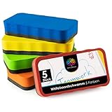 OfficeTree 5er Set Whiteboard Schwamm - 5 Farben - magnetisch - reinigt und trocknet effektiv - entfernt zuverlässig Schrift und Zeichnungen an Whiteboard, Flipchart und Magnet-Pinnwänden