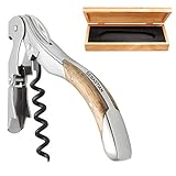 Pulltex Sommeliermesser Toledo Oak Handle Eichen-Holz im Holz-Etui mit Laser-Gravur Korkenzieher Metall Doppelhebel