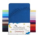 NatureMark 2er Set Kinder Spannbettlaken Jersey, Spannbetttuch 100% Baumwolle, für Babybett und Kinderbett | 70x140 cm - Royal blau