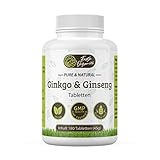 Ginkgo Biloba Ginseng Mix - 180 Tabletten - Vegan & Hochdosiert - Koreanischer Ginseng - Konzentration