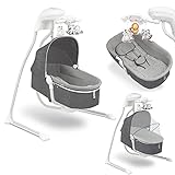 LIONELO Henny 3in1 Baby Wippe, Babyschaukel und Babyliegestuhl, Babywippe Elektrisch mit Liegefunktion, 10 Melodien, Karussell, USB-Anschluss, Moskitonetz (Dunkelgrau)