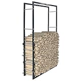 Kaminholzregal, Brennholzregal Aus Schwarzem Metall, Holzscheite Stapelhilfe für Innen & Aussen, Feuerholzregal Kaminholzständer Kaminholzhalter für Holzscheite Stapelhilfe, 80 x 25 x 150 cm Stahl