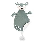 Baby Schmusetuch, Kuscheltuch und Schnullertuch - Personalisierbar mit Name | Babygeschenk zur Geburt und neugeborene Kinder | Jollein - Reh in Grün