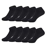 TUUHAW Sneaker Socken Damen Herren Sneakersocken 10Paar Halbsocken Kurze Atmungsaktive Baumwolle Schwarz_43-46