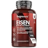 Eisen Tabletten - 365 vegane Eisentabletten für 1 Jahr Vorrat - Gut verträgliches Eisenbisglycinat in jeder Tablette - Wichtiges Spurenelement & Hohe Bioverfügbarkeit - Iron Tablets - WeightWorld