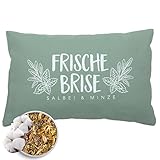 Herbalind Kräuterkissen Frische Brise Salbei Minze 30x20 cm - Erkältungskissen mit Füllung ohne Chemie - Kissen Bezug 100% Baumwolle, Duftkissen bei Erkältung, Aromakissen