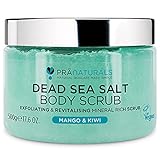 PraNaturals Erfrischendes Körperpeeling Body Scrub aus dem Toten Meer 500g 100% Bio nahrhaftes Hautpeeling Salzpeeling reich an natürlichen Mineralstoffen für alle Hauttypen, mit Mango- und Kiwiduft