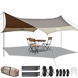 Forceatt Zeltplane, 3,7 * 4,3 m Tarp Ultraleicht mit 6 Umreifungspunkten, Tarp Wasserdicht Kann mit Zelt und Hängematte in Camping, Wandern und Andere Aktivitäten im Freien.