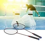 Fitness-Badmintonschläger 2-Spieler-Badmintonschläger-Set Leichtfaser-Doppelschläger für Erwachsene und Kinder