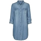 VERO MODA Damen Jeans Blusen-Kleid Silla 10184172 Light Blue Denim L