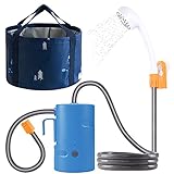 koopsmate Tragbare Campingdusche，Eingebaute 4400mAh ，USB-Aufladung ，IPX7 wasserdichte Batterie Duschpumpe +20L Faltbarer Eimer für Familie Camping Wandern Rucksackreisen Strand Haustiere im Freien