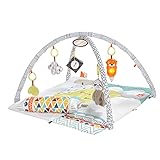 Fisher-Price HBB74 - 5 Sinnes Baby Spieldecke, kuschelig weiche Krabbeldecke mit Sensorik Spielzeug, sechs abnehmbare Beschäftigungsspielzeuge, Babyaustattung ab der Geburt