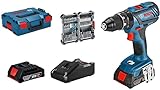 Bosch Professional 18V System Akku Schlagbohrschrauber GSB 18V-28 (max. Drehmoment: 63 Nm, inkl. 35tlg. Impact Zubehör-Set, 2x 2,0 Ah Akku, Ladegerät GAL 18V-40, in L-BOXX 136) - Amazon Exclusive Set