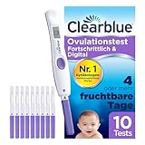 Clearblue Fruchtbarkeits-Ovulationstest-Set, 10 Tests + 1 digitaler Testhalter, Fruchtbarkeitstest für Frauen/Ovulation, fortgeschritten und digital (testet 2 Hormone), schneller schwanger werden