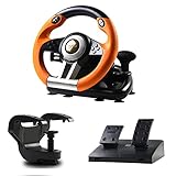 PXN V3 Rennlenkrad Gaming 180° Universal USB Autorennspie Spiel Lenkrad mit Pedalen und Schaltpaddles für Windows PC, PS3, PS4, Xbox One, Xbox series X|S, Nintendo Switch (Orange)