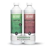 Bio-Chem Campingtoiletten-Set 2-teilig: Bio Sanitärflüssigkeit 1 l + Spülwasserzusatz 1 l – Sanitärzusatz für Mobile Toiletten und Chemietoiletten – WC-Reiniger für Mobile Toiletten