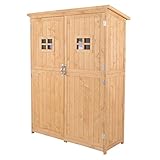 Outsunny Gartenschrank Holz Geräteschuppen Gerätehaus Geräteschrank Pultdach Garten Natur 127,5x50x164cm