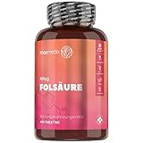 Folsäure 400µg - 400 vegane Vitamin B9 Tabletten - Mit 1+ Jahr Vorrat - Folsäure ohne Jod - Vitamin Tabletten speziell für Frauen - Natürliches Folsäure Präparat - Nahrungsergänzungsmittel - maxmedix