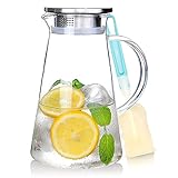 SUSTEAS 2.0 Liter 70 Unzen Glas Krug karaffe mit Deckel Eistee Krug Wasserkrug Heißes Kaltes Wasser Eistee Wein Kaffee Milch und Saft Getränkekaraffe wasserkaraffe