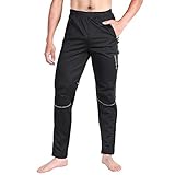 INBIKE Fahrradhose Herren Winter Lang Laufhose Thermo Damen Winddicht Aus Fleece MTB Hose Jogginghose Fahrrad Moutainbike Joggen Laufen Bergsteigen Wandern Schwarz L