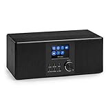 auna Connect 120 WN - Internetradio, WLAN Radio, WLAN-Radio, Webradio, Netzwerkplayer, DAB+ / UKW-Tuner mit RDS, Bluetooth, MP3-USB-Port, AUX, Wecker, Sleep-Timer, schwarz