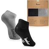 lampox Sneaker Bambussocken (6 Paar) Socken Laufen (39-42, 3x Schwarz + 3x Grau)