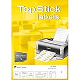 TopStick 8720 Universal Etiketten DIN A4 groß (210 x 297 mm, 100 Blatt, Papier, matt) selbstklebend, bedruckbar, permanent haftend Adressaufkleber, 100 Klebeetiketten, weiß