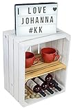 Neue weiße Massive Obstkiste Johanna mit geflammtemZwischenbrett QUER/Zwischenbrettern ca 50x40x30cm Bücherregal/Schuhregalkiste Regalkiste Kistenregal Schuhschrank Apfelkiste/Weinkiste