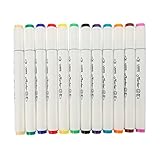 GOKSOY 12Pcs Farbmarker Pinselstift Marker Farbpinsel Stift Stifte Acryl