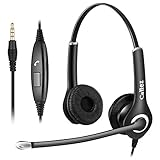 PC Headset Handy für Smartphone Computer Laptop, 3,5mm Klinke Kopfhörer Handy mit Mikrofon für iPhone Samsung Skype Business Office Call Center, Kristallklar Chat, Super Leicht, Ultra Komfort