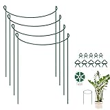 YEJAHY 4 Stück Pflanzenstütze, Metall, Pflanzenpfahl – mit Pflanzenclip, Garten-Drehbindung, Pflanzenkäfig, halbrund, Pflanzenstützring für Tomaten, Hortensie