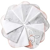 mimaDu Moltontücher Baby Waschlappen Babywaschlappen Kinder Waschlappen Kinder Set Waschtücher Baby Waschlappen Kinderwaschlappen Baumwolltücher Baby Oeko-TEX 10er Set - 25x25 cm - pink Weiss grau