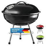 GOODS+GADGETS Micro BBQ Kugelgrill kompakter Reise Holzkohle-Grill Tischgrill Edelstahl emailliert 38cm - Schwarz