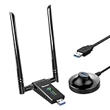 WLAN Adapter 1750Mbit/s, Techkey WLAN Stick für PC Dualband 2,42GHz/450Mbit/s 5,8GHz/1300Mbit/s USB WLAN Stick mit 5dBi High Gain Antennen Internet Stick für Windows 11/10/8/7/XP, MacOS 10.9-10.15