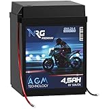 NRG Premium 6N4-2A-4 AGM Roller Batterie 6V 4,5Ah 50A/EN entspricht 00414 6N4-2A-7 Motorradbatterie auslaufsicher ersetzt 4Ah