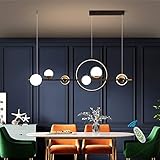 Lanekd Dimmbar Hängelampe Esstischlampe LED Pendelleuchte Modern Ring Designer Küchenlampen Hängeleuchte für Esszimmer Büro Wohnzimmer Arbeitszimmer 54W Höhenverstellbar Kronleuchter (Schwarz)