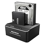 RSHTECH Dualschacht Festplatten Docking Station, USB 3.0 Aluminium Festplatten Dockingstation Offline-Klonen für 2,5 & 3,5 Zoll SATA HDD SSD, unterstützt 2 x 16TB Laufwerke, Werkzeuglose (RSH-DS01)