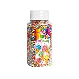 RUF Knallbunte Crispies, kunterbunte Knusperkugeln, natürlich gefärbt und ohne küstliche Farbstoffe, für Eis, Gebutstagskuchen oder Desserts, 1x125g