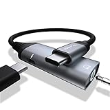 USB C Kopfhörer Adapter und Laden, FIBBR Typ C auf 3,5mm Klinke Aux Audio Adapter mit 60W Schnellladung, 2 in 1 USB C Klinke für Samsung S22/S21, Huawei P40, iPad Pro, Pixel und mehr (Grau)