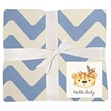 SYD:NORD Babydecke Baumwolle Blau Weiss [Made in EU] - traumhafte Kuscheldecke Baby Decke [flauschig] Winter [sinnvolles Baby Geschenk] zur Geburt Junge Erstausstattung Neugeborene Strick Wolldecke