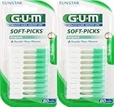 SunStar GUM SOFT-PICKS Interdentalbürsten, 80 Stück regular, 2er Vorteilspack (2x 80 Stück)