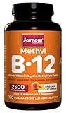 Methyl B12 2500 µg, 500 µg pro Tagesdosis, aktives Vitamin B12 als Methylcobalamin, stärker rosafarbene Lutschtabletten mit Pfirsichgeschmack, vegan, hochdosiert, Jarrow Deutschland