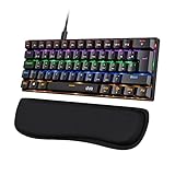 UHURU 60% Mechanische Gaming Tastatur, Kabelgebundene Mechanische Tastatur mit 62 Tasten, RGB-Hintergrundbeleuchtung, Anti-Ghosting, Blaue Schalter, Multimedia-Tasten & Gaming-Software – (DE-Layout)