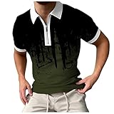 Sommer und Top am Revers Frühling Kurzärmelige Herren Tintenpatrone T-Shirt mit Reißverschluss für Herrenbluse Hemd Herren Body Fit