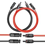 Solarkabel 6mm2, PV Kabel 6mm2 (rot+schwarz) inkl. Stecker, Länge 2 x 15m, Solarkabel für Balkonkraftwerk, Erdverlegbare, Photovoltaik, Halogenfrei, Doppelt isoliert (15m)