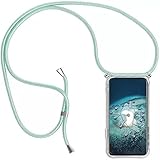 Handykette Handyhülle für Samsung Galaxy S7 mit Band - Handy-Kette Handy Hülle mit Kordel zum Umhängen Handyanhänger Halsband Lanyard Case - Transparent Schutzhülle in Grün