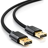 deleyCON 2m USB 2.0 High Speed Kabel Datenkabel - USB A-Stecker zu USB A-Stecker - Schnelle und Sichere Datenübertragung Passgenaue Stabile USB Stecker Abwärtskompatibel Schwarz