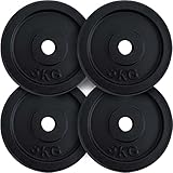 ScSPORTS® 20 kg Hantelscheiben Set, Gewichte 30/31 mm, Gewichtscheiben Gusseisen 30mm, Hantelset (4x5 kg)